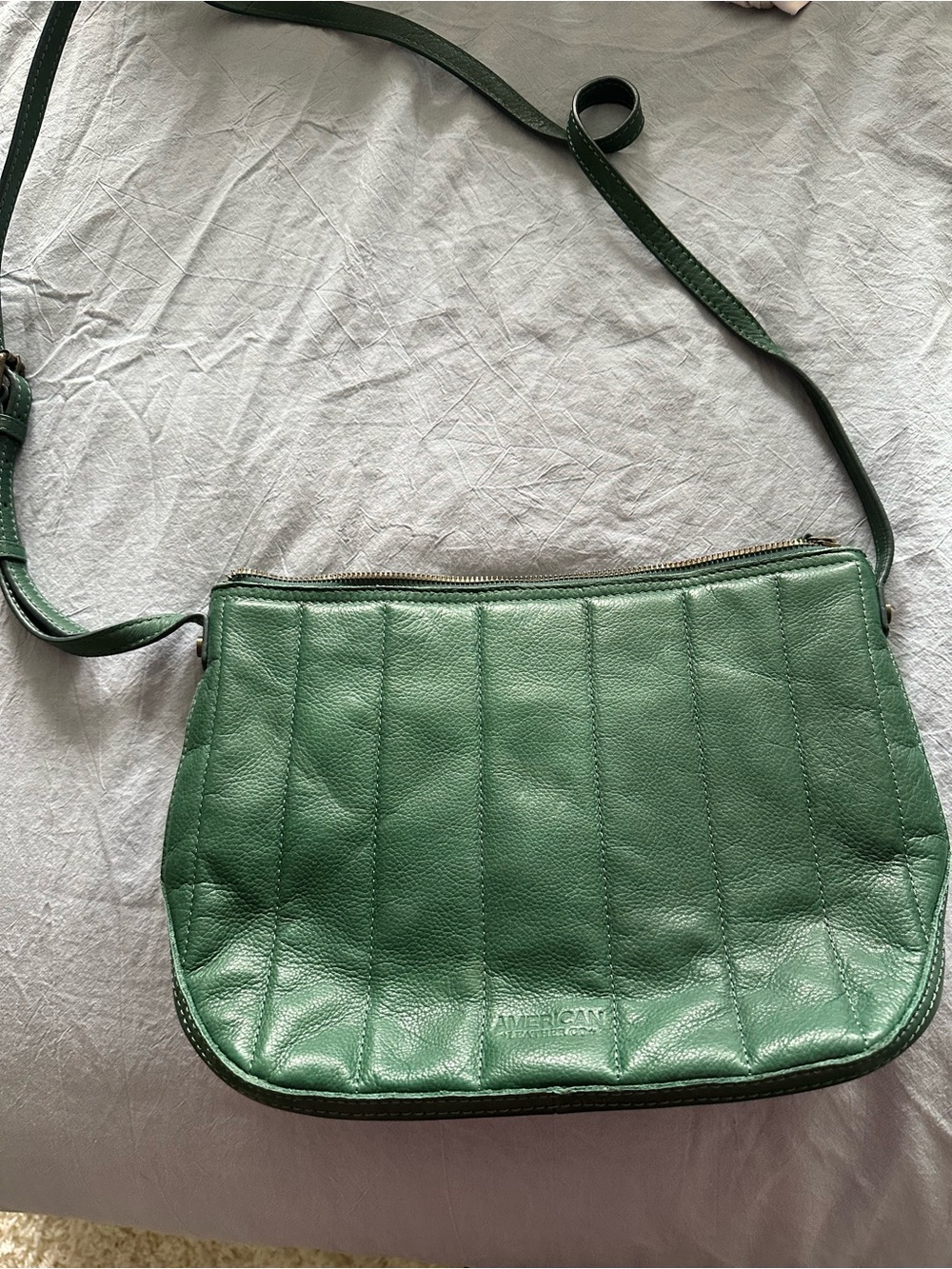 American Vintage Emerald Green Quilted Leather Crossbody Bag